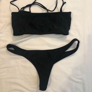 White fox Black swim suit